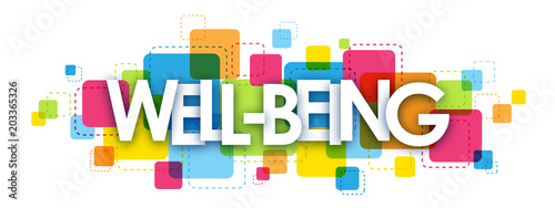 WELL-BEING Vector Letters Collage photo
