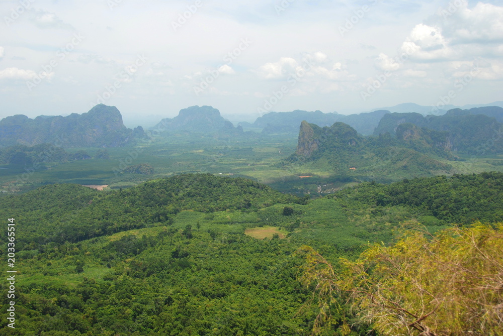 View from Dragon Mountain of mountains and jungle of Krabi, Thailand