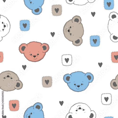 Tapety Wzór słodkie misie. Dziecinne tło wektor włókienniczych, tkaniny, papier pakowy.