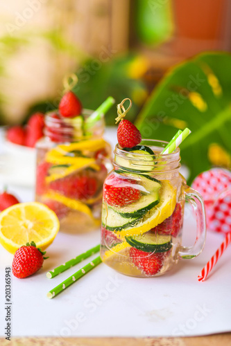 Wallpaper Mural Traditional Pimms cocktail with lemonade, strawberries, cucumber, orange and mint Torontodigital.ca