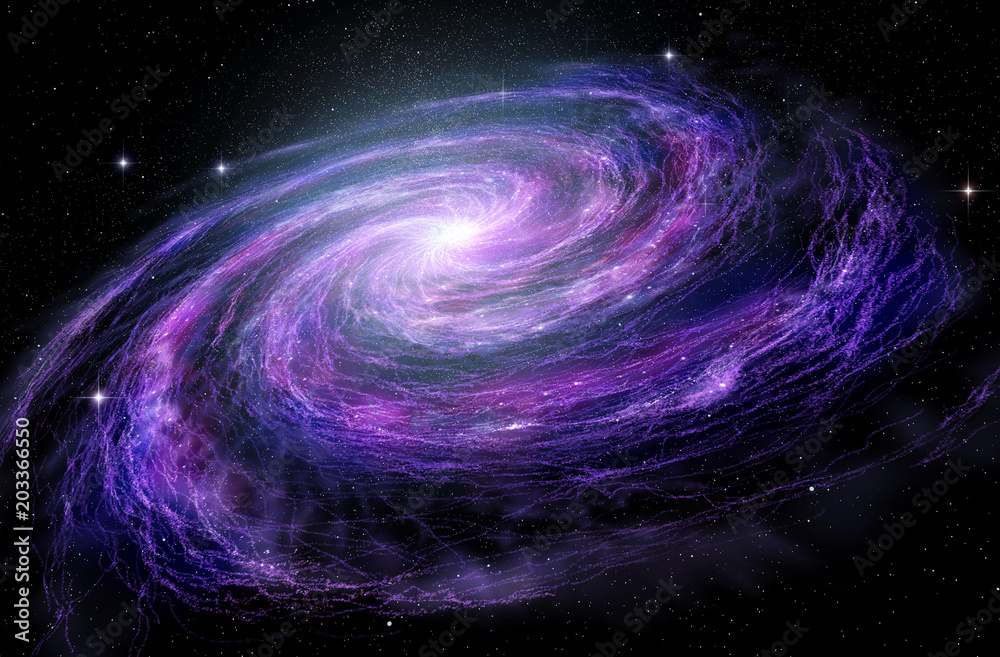 Naklejka premium Spiralna galaktyka w głębokiej przestrzeni, ilustracja 3D