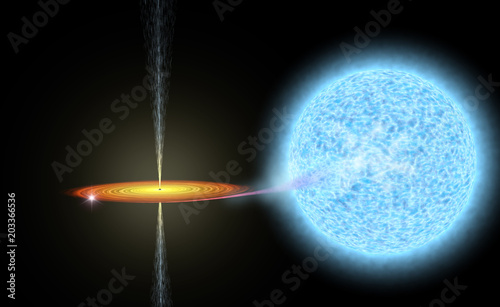 Black hole absorbs star, Astronomically accurate 3D illustration