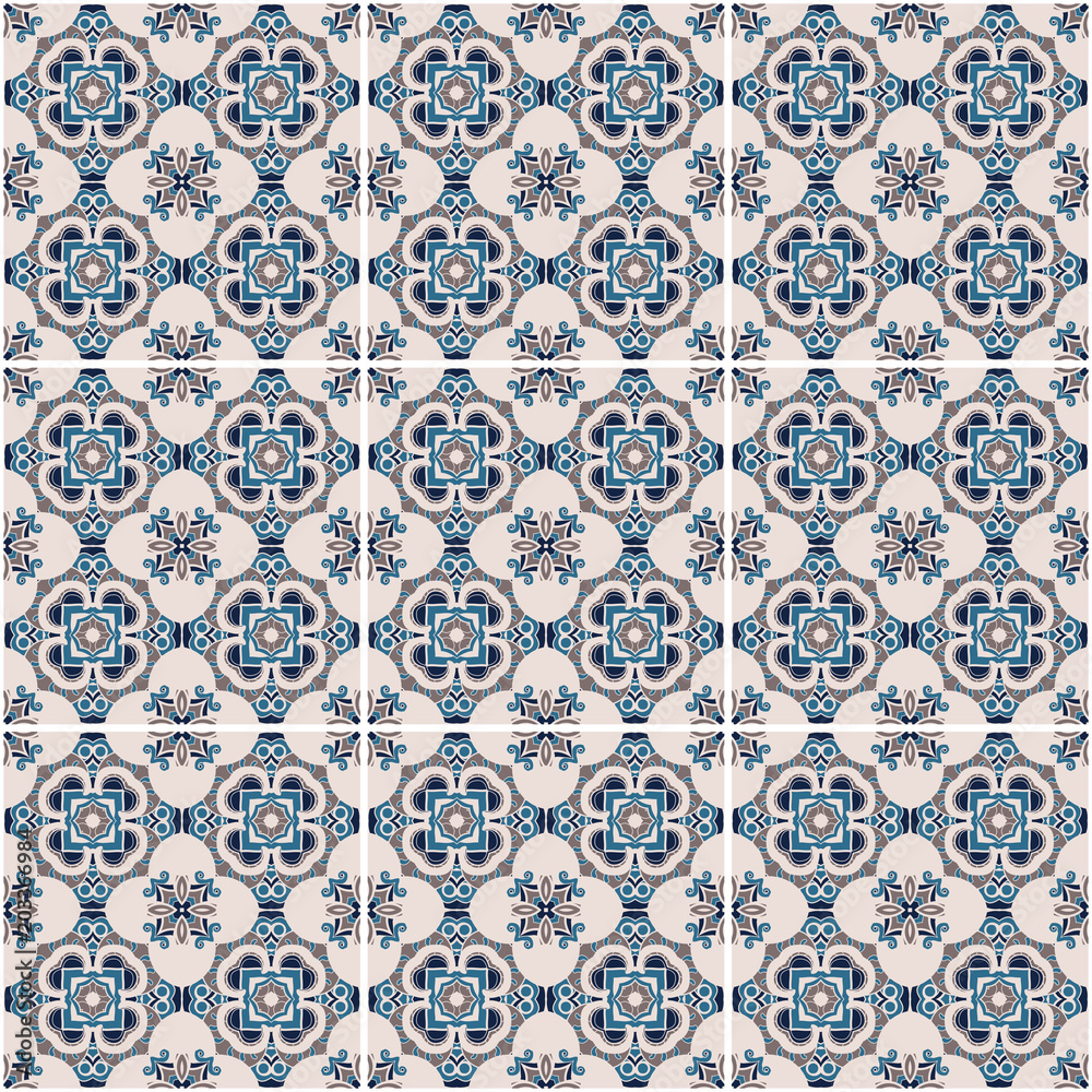Traditional color ornate portuguese decorative tiles azulejos.