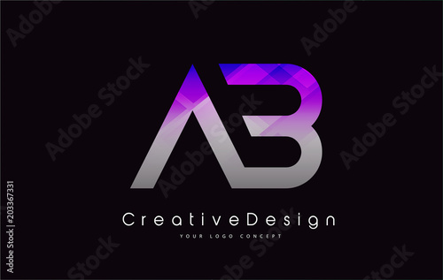 AB Letter Logo Design. Purple Texture Creative Icon Modern Letters Vector Logo.