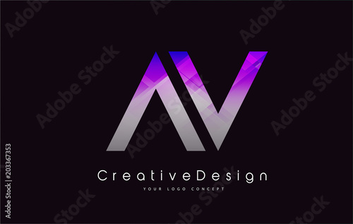 AV Letter Logo Design. Purple Texture Creative Icon Modern Letters Vector Logo.