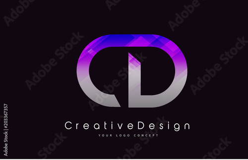 CD Letter Logo Design. Purple Texture Creative Icon Modern Letters Vector Logo.