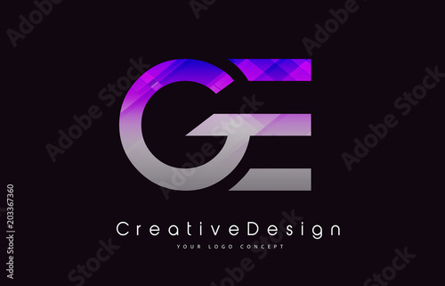 GE Letter Logo Design. Purple Texture Creative Icon Modern Letters Vector Logo. photo