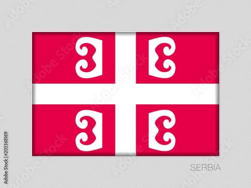 Serbian Cross. National Symbol of Serbia. National Ensign Aspect Ratio 2 to 3 on Gray