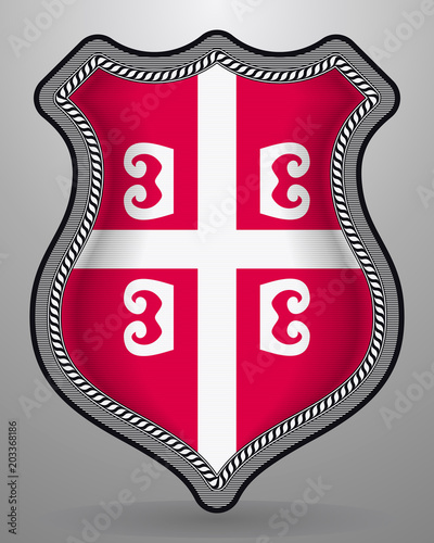 Serbian Cross. National Symbol of Serbia. Vector Badge and Icon photo