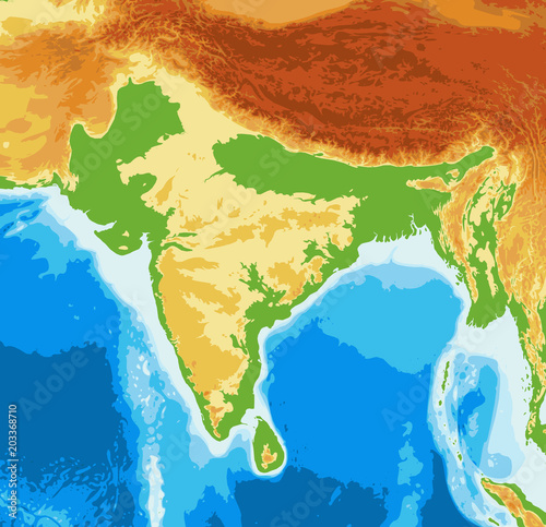 Physical map of India