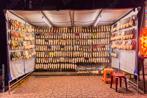 Canvas Print Bangkok, Thailand - July 9, 2017: Night market at Soi Ram Butri near Khao Sarn r