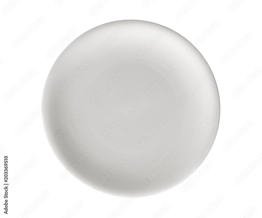 Isolated single circle white dish utensil on white background Isolated single circle white dish utensil on white background