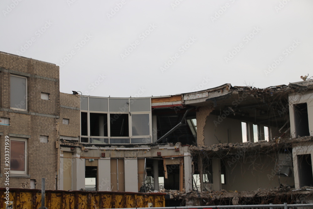 Demolition of the municipality office of Zuidplas including town hall in Nieuwerkerk aan den IJssel, the Netherlands.