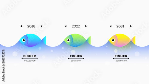 Modern Infographic Timeline Constructor For Fishing Industry.