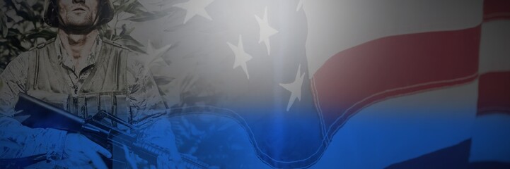 Composite image of flag with stripes and stars