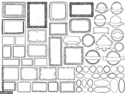Frames doodle pencil signs set sketch scribble bundle 1