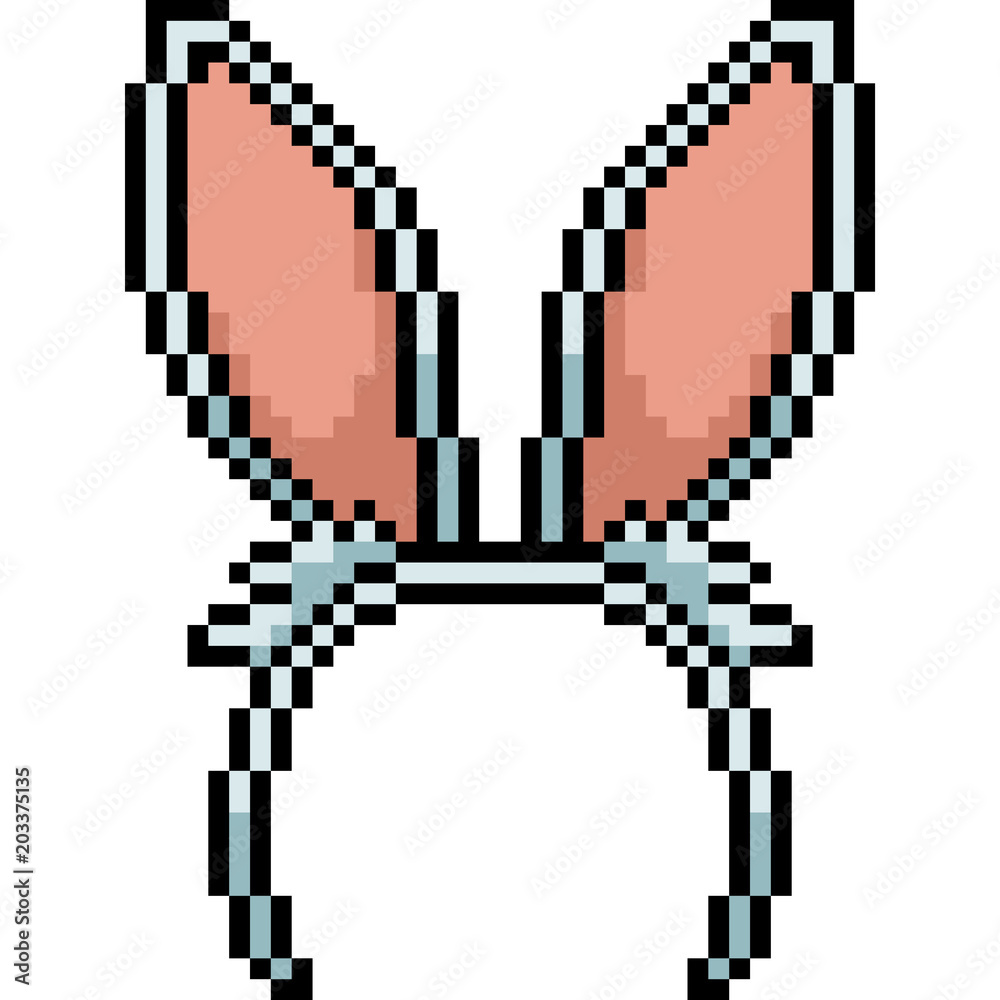 vector pixel art rabbit hairband vector pixel art rabbit hairband