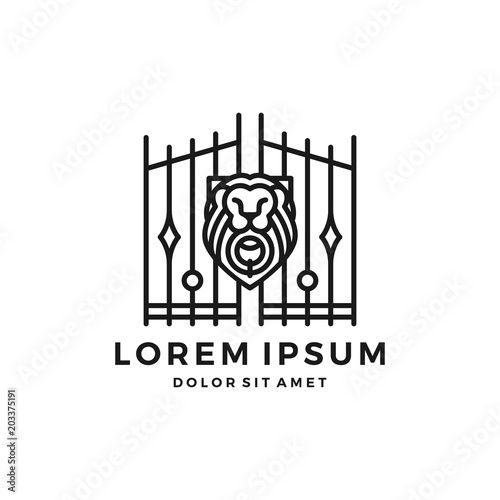 Lion gate lionsgates shield king logo template vector icon illustration