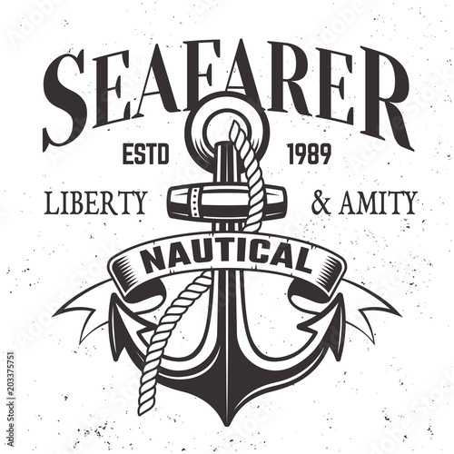 Sailor vintage emblem with anchor in vintage style