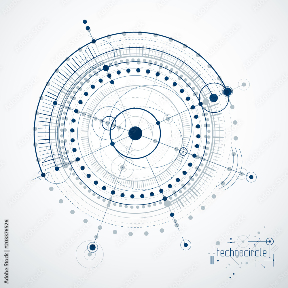 Mechanical scheme, vector engineering drawing with circles and geometric parts of mechanism. Technical plan can be used in web design and as wallpaper or background. Mechanical scheme, vector engineering drawing with circles and geometric parts of mechanism. Technical plan can be used in web design and as wallpaper or background.