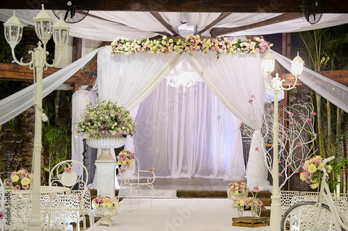 Beautiful photo of the Jewish Hupa , wedding putdoor . photo