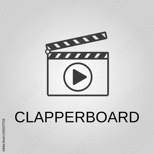 Clapperboard icon. Clapperboard symbol. Flat design. Stock - Vector illustration