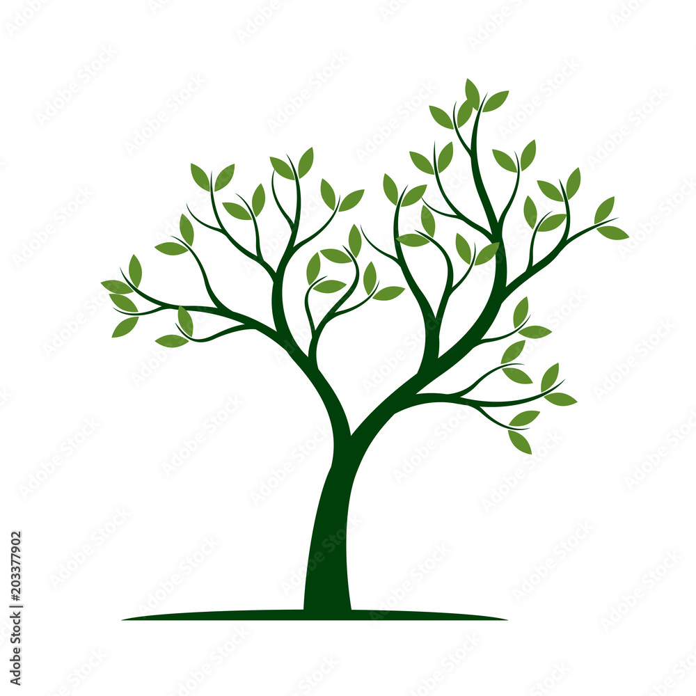 Naklejka Zielone drzewo wiosną. Ilustracja wektorowa.