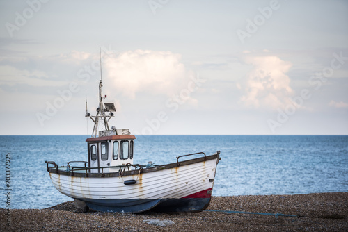 Old fishing boat on Dungeness Beach, Kent