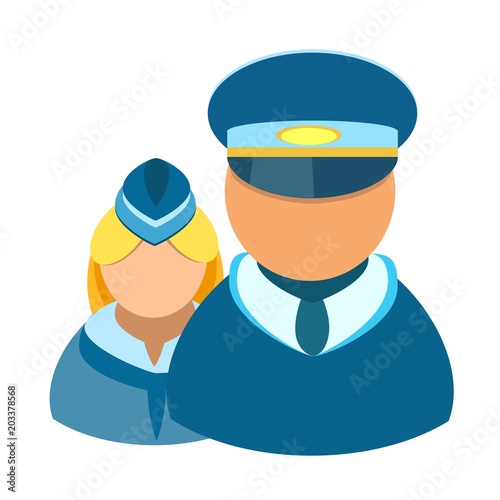Pilot and stewardess isolated icon with white background