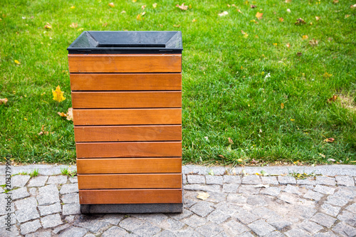 streer trash can in the park. photo