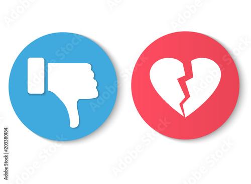 Dislike hand thumb down illustration vector symbol sign gesture. Dislike broken heart