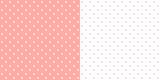 Pastel pink retro design polka dots background pattern, two inverted tiles