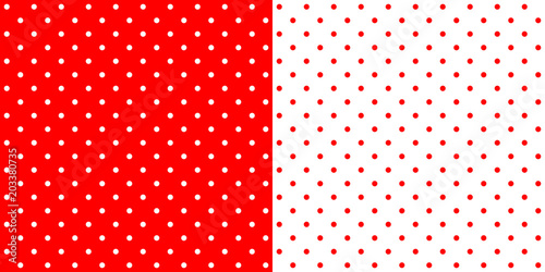 Obraz na płótnie Bright red and white retro design polka dots background pattern, two inverted tiles w salonie