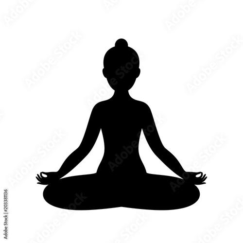 Black and white yoga icon. Vector.