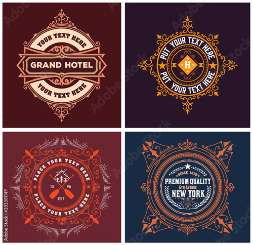 Vintage logo templates, Hotel, Restaurant, Business Identity set.