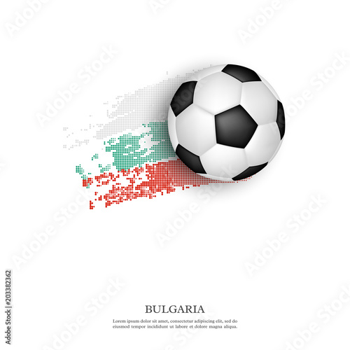 Soccer ball on Bulgaria flag in halftone style. Isolated on white background. Vector illustration.