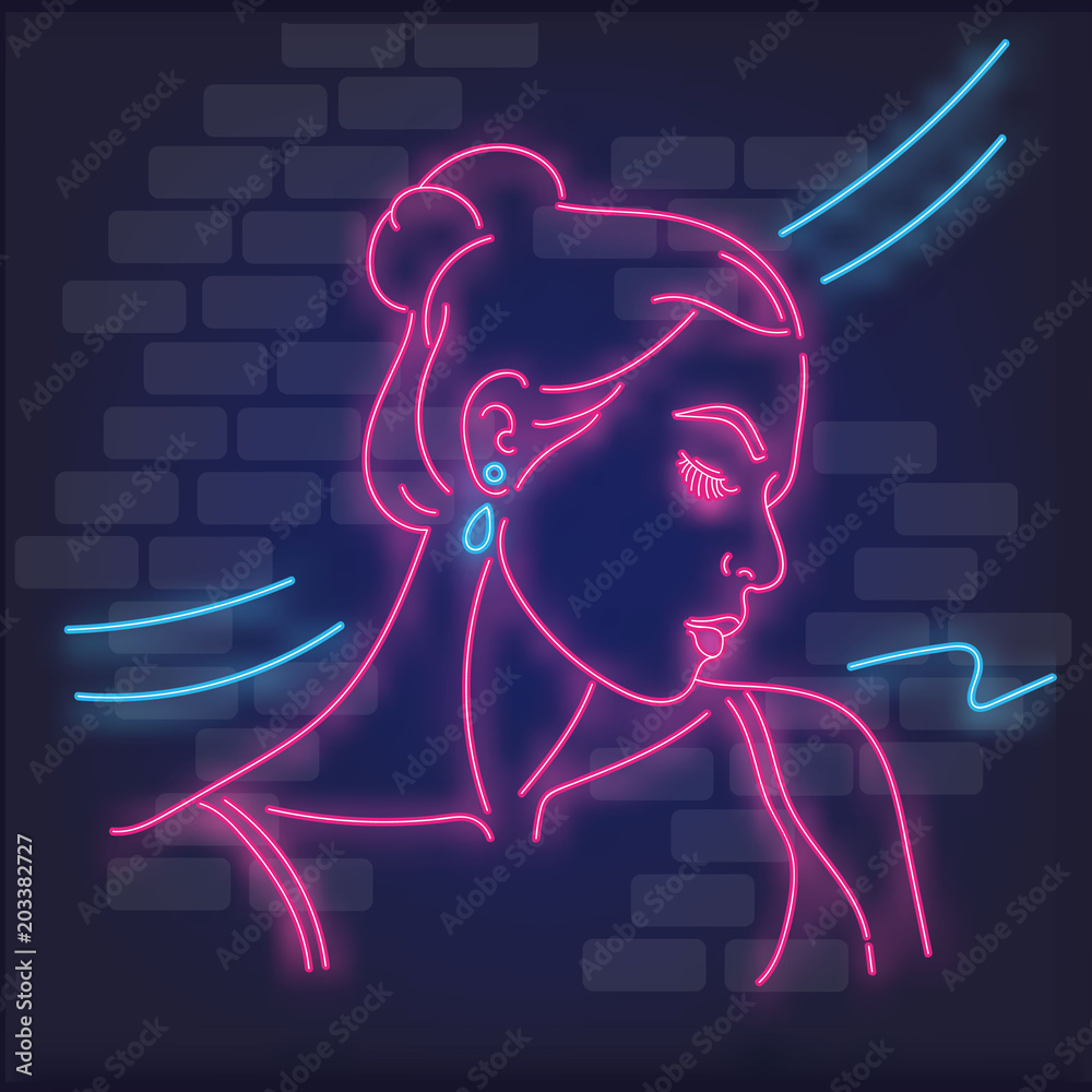 Neon light silhouette of girl. Erotica or Striptease logo. Neon banner for strip  club. Adult show. vector illustration Stock Vector | Adobe Stock