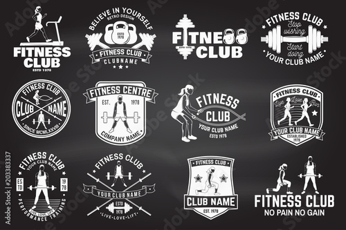 Fitness club badges. Vector. For fitness centers emblems, gym signs and others.