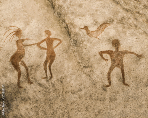 image of ancient people on the wall of the cave. ancient history, archeology