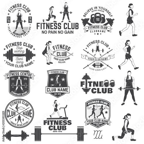 Fitness club badges. Vector. For fitness centers emblems, gym signs and others.