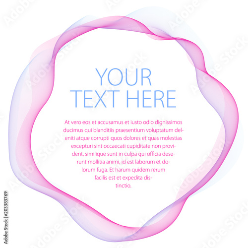 Round frame of flowing smoke. Vector abstract artistic beautiful background with copy space for text. Isolated over white background.