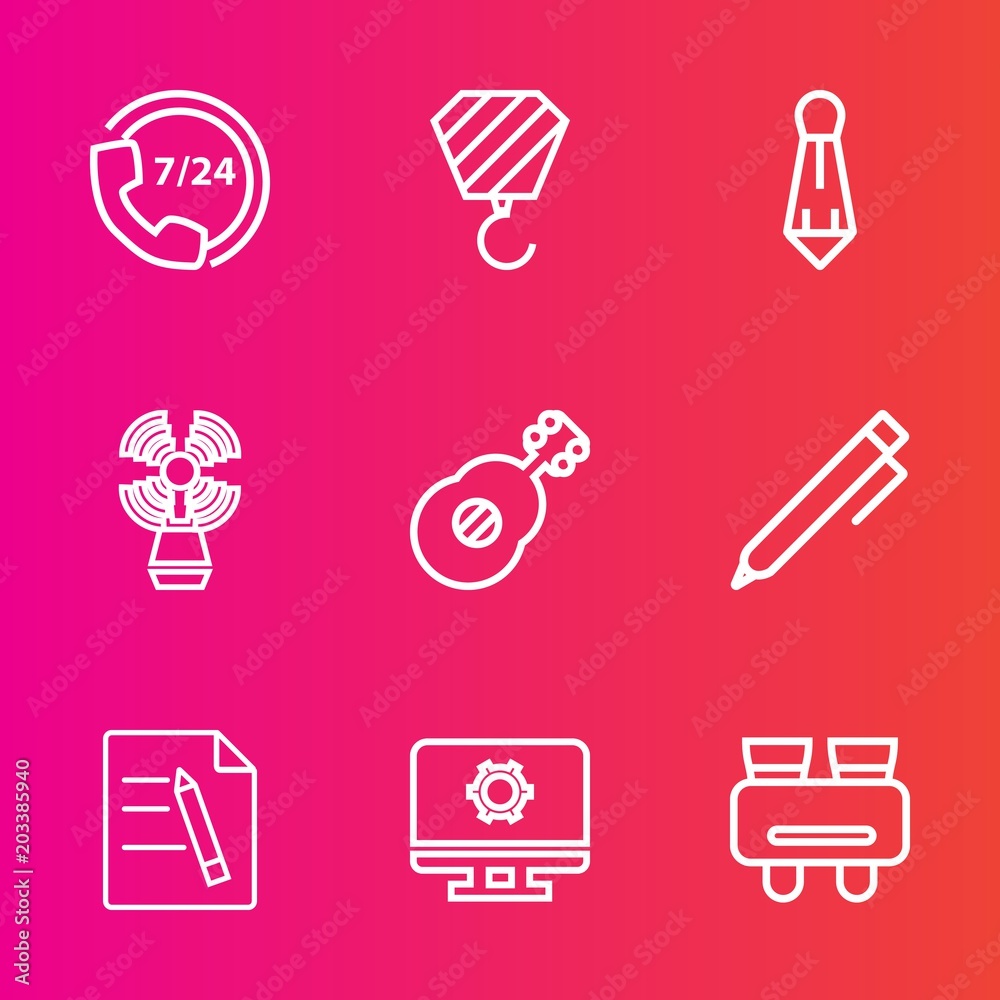 Premium set with outline vector icons. Such as seamark, glasses, equipment, fashion, service, music, phone, pen, lighthouse, building, suit, office, architecture, vision, industrial, travel, guitar Premium set with outline vector icons. Such as seamark, glasses, equipment, fashion, service, music, phone, pen, lighthouse, building, suit, office, architecture, vision, industrial, travel, guitar