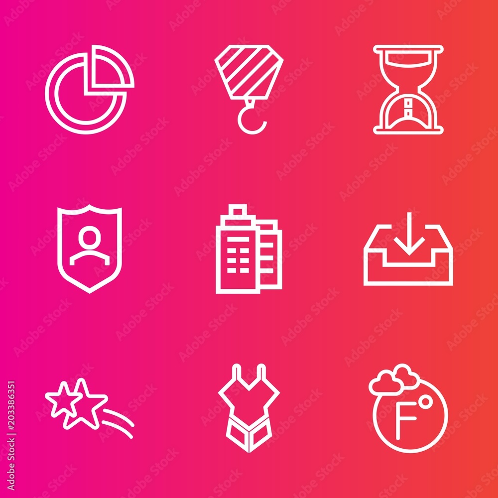 Premium set with outline vector icons. Such as protection, data, building, bikini, thermometer, graph, graphic, web, watch, pie, industry, security, star, sand, glass, download, scale, temperature Premium set with outline vector icons. Such as protection, data, building, bikini, thermometer, graph, graphic, web, watch, pie, industry, security, star, sand, glass, download, scale, temperature