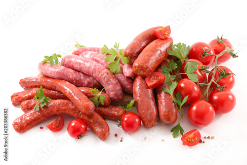 assorted raw sausage for barbecue