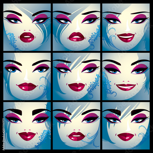 Set of vector portraits of ...