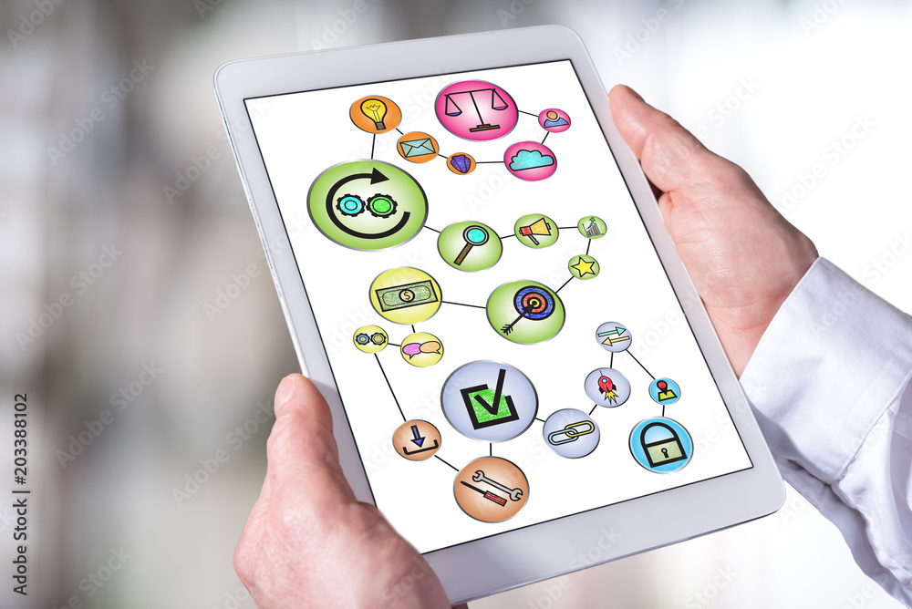 Business connection concept on a tablet Business connection concept on a tablet