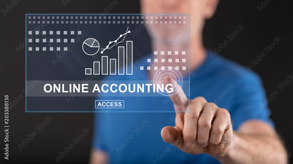 Man touching an online accounting concept