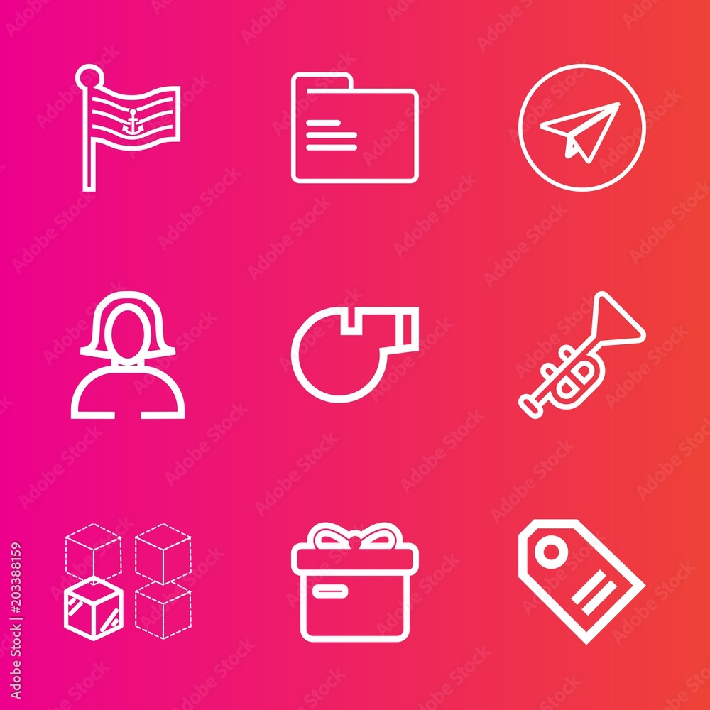 Premium set with outline vector icons. Such as open, jazz, girl, flag, banner, bugle, gift, whistle, lady, house, usa, web, box, internet, replacement, package, ribbon, label, trumpet, cardboard, red Premium set with outline vector icons. Such as open, jazz, girl, flag, banner, bugle, gift, whistle, lady, house, usa, web, box, internet, replacement, package, ribbon, label, trumpet, cardboard, red