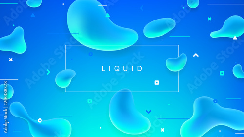 Abstract colorful banner with liquid shapes. Trendy vector illustration with geometric symbols. Futuristic composition with fluid shapes.
