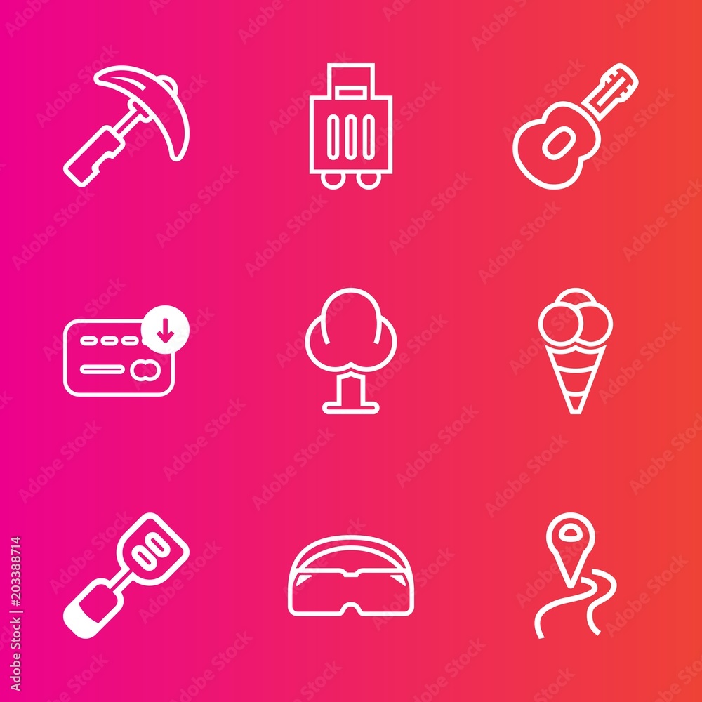 Premium set with outline vector icons. Such as utensil, money, food, cream, tourism, machinery, engineering, map, heavy, navigation, picking, crane, finance, dessert, location, landscape, building Premium set with outline vector icons. Such as utensil, money, food, cream, tourism, machinery, engineering, map, heavy, navigation, picking, crane, finance, dessert, location, landscape, building